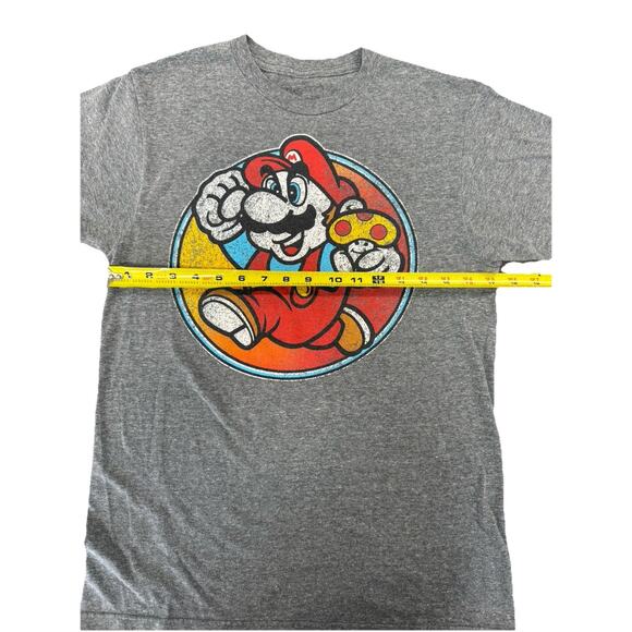 Super Mario Bros Men’s S Graphic Tee Retro Gamer Shirt Vintage Look NintendoGray - Picture 5 of 6